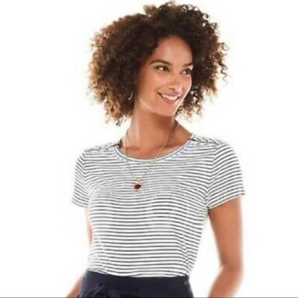 CAbi stripe zip shoulder tee - XS